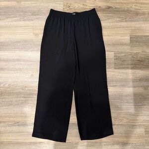 Babaton Wide Leg Pull On Dress Pants Black High Rise Elastic Waist Large